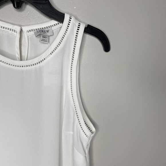 J CREW Womens Ivory Sleeveless Top NEW Ladder Trim Lightweight AD366 $49 Sz 00 - Picture 3 of 8
